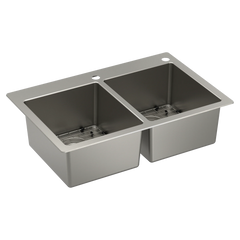 Prep 33" Stainless Steel Dual Mount Double Bowl Sink