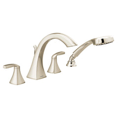 Voss Chrome Two-Handle High Arc Roman Tub Faucet including Handheld Shower