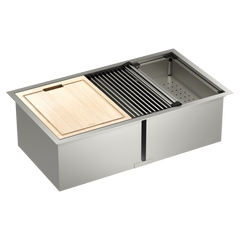 Luxe Chef 33" Workstation Undermount Double Bowl Sink With Accessories