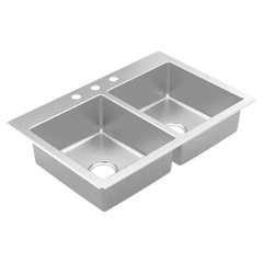 Prep 33" Stainless Steel Drop-in Double Bowl Sink